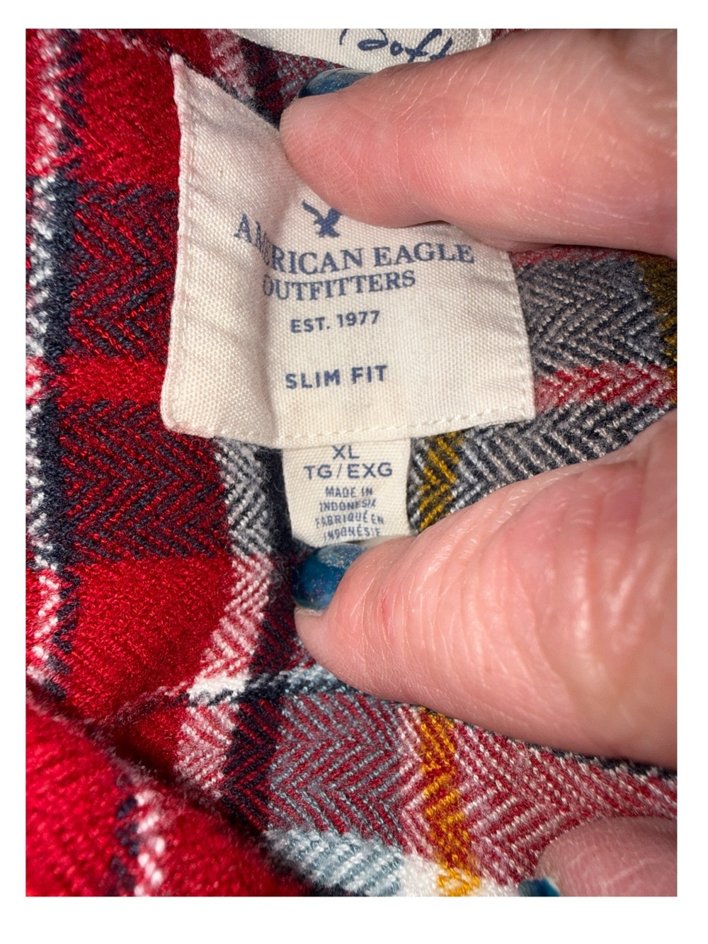 American Eagle - Amazingly Soft Plaid Flannel Shirt - Slim Fit‎ - Size XL - Picture 7 of 9